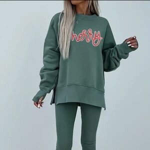 Green Women's legging  & sweatshirt set